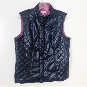 Sz L Lilly Pulitzer navy quilted puffer vest